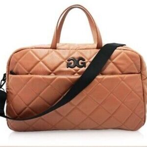 Gilda Paris *NWT* Cognac/Brown Quilted Weekender Bag w/strap